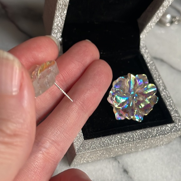 🖤5/$25 925 sterling flower earrings rainbow aurora borealis - Picture 14 of 14